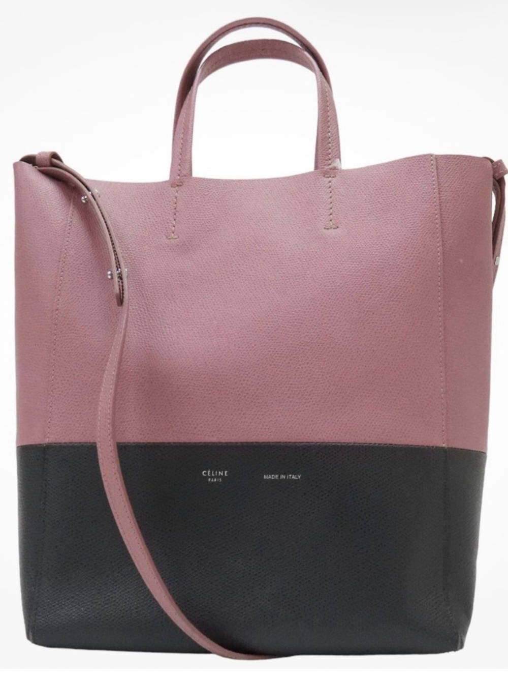 Celine Vertical Cabas Two-Tone Pink and Gray Leather Calf Skin Mini Tote